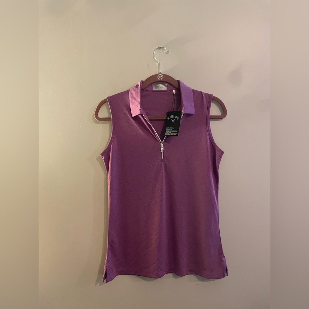 Callaway Opti-Dry Purple Sleeveless Collared Golf Shirt
